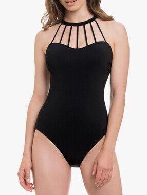 Women’s Black High-Neck One-Piece Swimsuit